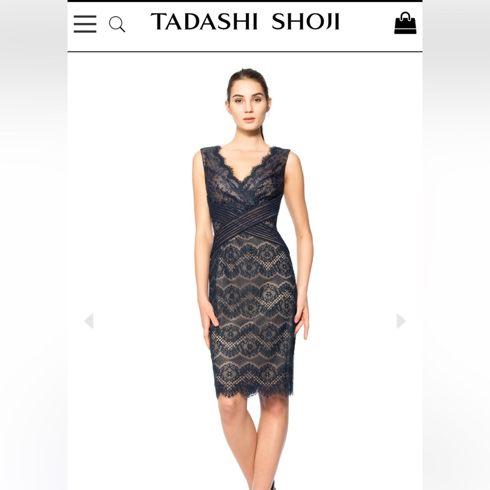 Tadishi Shoji Navy Blue Lace Dress Women’s Size 4